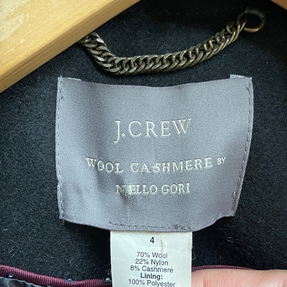 J.Crew classic icon trench coat in wool cashmere. Size: 4. Color: Black - Picture 6 of 7